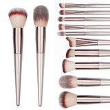 Wooden Champagne Makeup Brushes Set for Foundation Powder Blush Eyeshadow Concealer Lip Eye Make Up Brush Luxury Cosmetics Tools