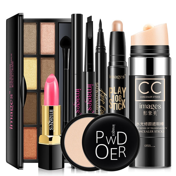 BIOAQUA 7pcs/set Make up Set Concealer Powder Eyeliner Lipstick Highlights Eyeshadow Makeup Kit Cosmetics Makeup Sets