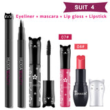 Beauty Makeup Sets Cat Style Long Lasting Matte Lipstick Moisture Lip Gloss Long Thick Black Mascara Eyeliner Cosmetics