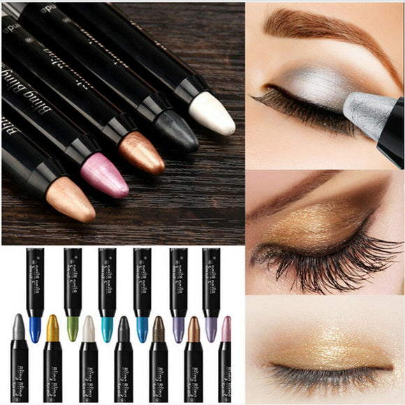Women Waterproof Highlighter Eyeshadow Pencil Cosmetic Glitter Eye Shadow Eyeliner Pen Eyebrow Color Pencil Easy To Wear