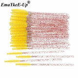 50pcs Women's Fashion Eyelashes Brushes Mascara Wands Disposable Makeup Brushes Crystal Eyebrow/Eyelash/Mascara eye Lashes Brush