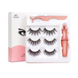 3Pairs 3D Magnetic Fake Eyelashes Eyeliner Suit Natural Full-Eyed 5 Magnet Eyelashes Reusable False Lashes With Tweezer