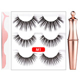 3Pairs 3D Magnetic Fake Eyelashes Eyeliner Suit Natural Full-Eyed 5 Magnet Eyelashes Reusable False Lashes With Tweezer