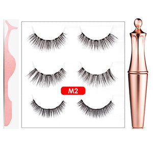 3Pairs 3D Magnetic Fake Eyelashes Eyeliner Suit Natural Full-Eyed 5 Magnet Eyelashes Reusable False Lashes With Tweezer