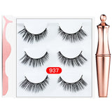 3Pairs 3D Magnetic Fake Eyelashes Eyeliner Suit Natural Full-Eyed 5 Magnet Eyelashes Reusable False Lashes With Tweezer