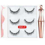 3Pairs 3D Magnetic Fake Eyelashes Eyeliner Suit Natural Full-Eyed 5 Magnet Eyelashes Reusable False Lashes With Tweezer