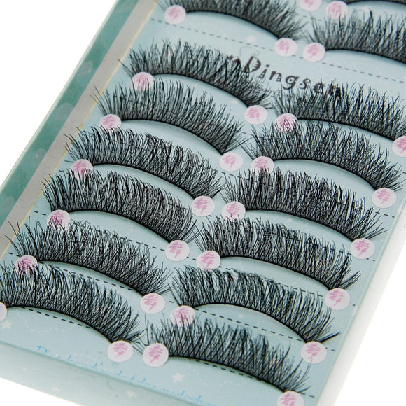 10 Pairs/Box Handmade False Eyelashes Messy Natural Black Long Fake Eye Lashes Makeup Eyelash Extensions Tools #246277