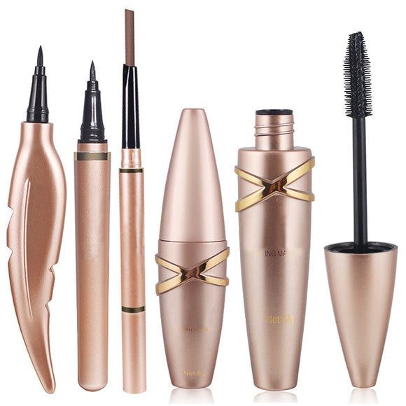 Big Eyes Makeup Kit Black Eyeliner Pencil Feather Liquid Eye Liner Pen Waterproof Mascara Cosmetics Set Eyebrow Pencil