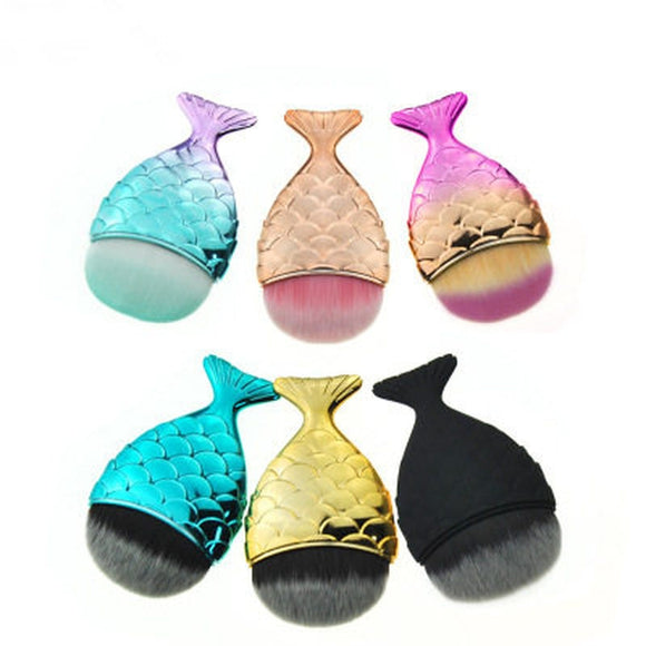 Professional Mermaid Makeup Brush Fish Tail Powder Foundation Cosmetic Tools Smooth Brush Face Makeup Brushes