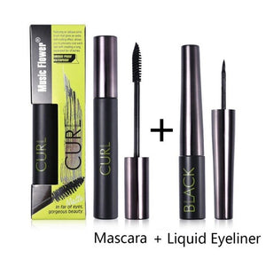 3d Slender Curling Mascara Eyeliner Liquid Set Lasting Waterproof Smudge-proof Mascara Quick Drying Eyeliner