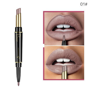 Pudaier 1pc Matte Lipstick Wateproof Double Ended Long Lasting Lipstick Cosmetics Nude Red Lips liner Pencil TSLM2