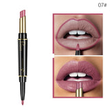 Pudaier 1pc Matte Lipstick Wateproof Double Ended Long Lasting Lipstick Cosmetics Nude Red Lips liner Pencil TSLM2