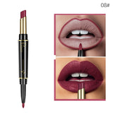 Pudaier 1pc Matte Lipstick Wateproof Double Ended Long Lasting Lipstick Cosmetics Nude Red Lips liner Pencil TSLM2