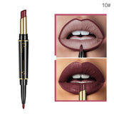 Pudaier 1pc Matte Lipstick Wateproof Double Ended Long Lasting Lipstick Cosmetics Nude Red Lips liner Pencil TSLM2