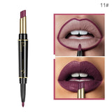 Pudaier 1pc Matte Lipstick Wateproof Double Ended Long Lasting Lipstick Cosmetics Nude Red Lips liner Pencil TSLM2