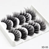 SEXYSHEEP 5Pairs 3D Mink Hair False Eyelashes Natural/Thick Long Eye Lashes Wispy Makeup Beauty Extension Tools