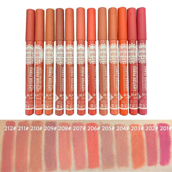 3pcs Lipstick Pencil Waterproof Long Lasting 12 colors Matte Glitter Lip Liner Makeup Cosmetics